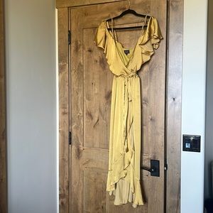Gold Bea Wrap dress by Bardot